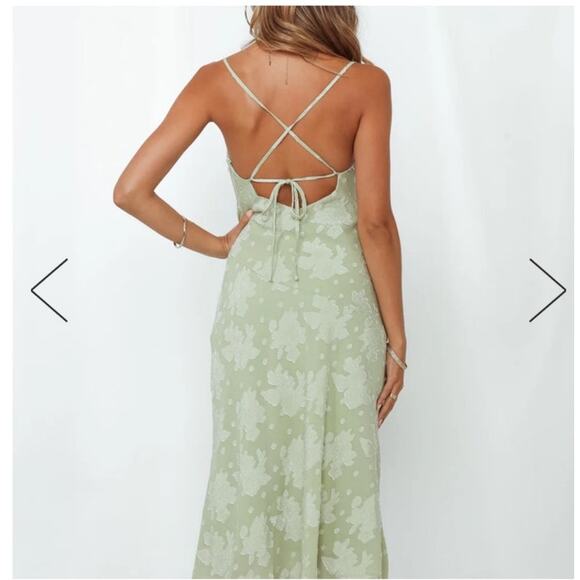 Hello Molly Green Jacquard Floral  Dress SZ 4 - Picture 2 of 10